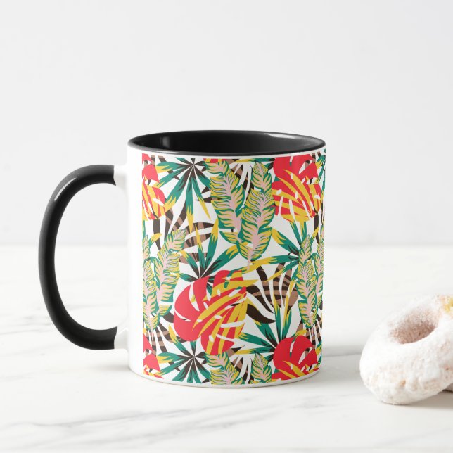 Caneca Padrão tropical brilhante (Com Donut)