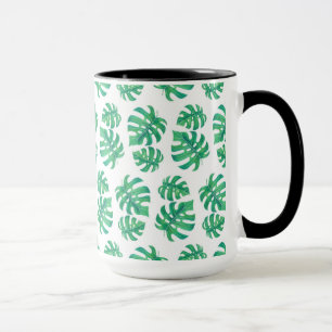 Caneca Padrão tropical com folhas de monstera
