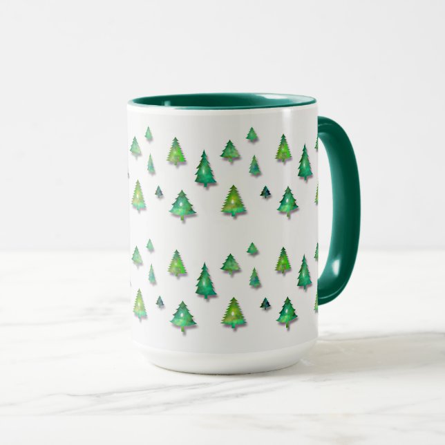 Caneca padrão verde da floresta. (Frente Esquerda)