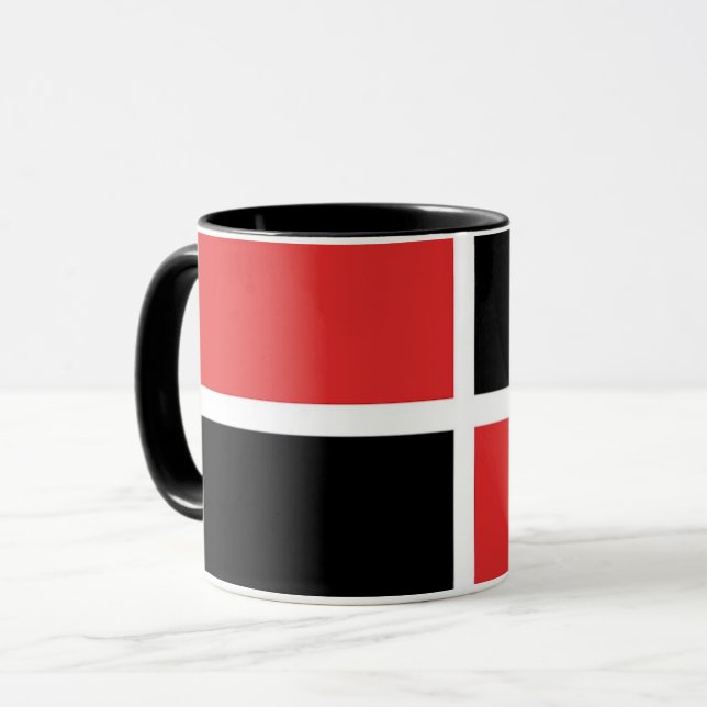 Caneca Padrão vermelho, preto e branco (Frente Esquerda)