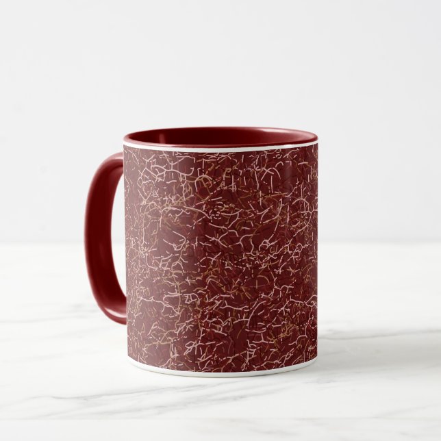 Caneca Padrão Vermelho Simples de Arte de Thread de Abstr (Frente Esquerda)
