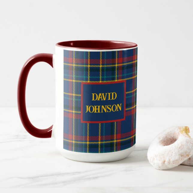 Caneca Padrão Vintage da Xadrez de Tartan escocesa (Com Donut)