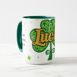 Caneca Padrão Vintage Shamrock Sortudo St. Paddy's