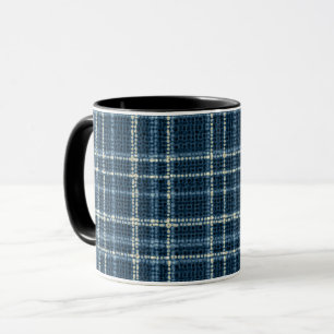 Caneca Padrão xadrez pontilhado. Cinza-azul.