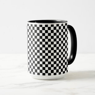 Caneca Padrão xadrez preto e branco