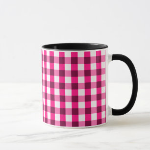 Caneca Padrão Xadrez Rosa Quente