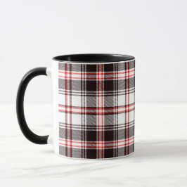 Caneca Padrão Xadrez Vermelho Preto