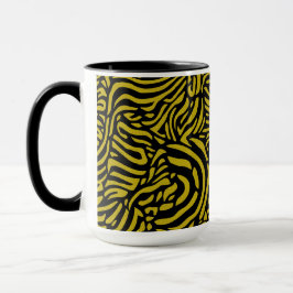 Caneca Padrão zebra amarelo-preto e dourado