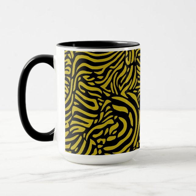 Caneca Padrão zebra amarelo-preto e dourado (Esquerda)