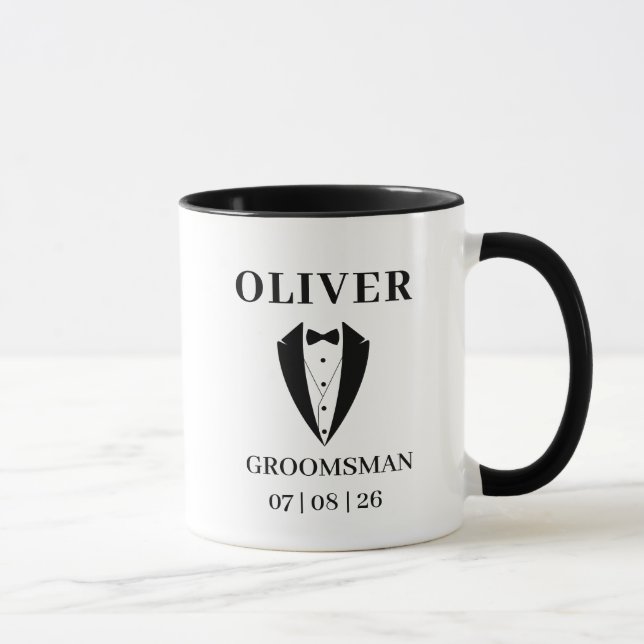 Caneca Padrinho de casamento personalizado Nome e Data Sm (Direita)