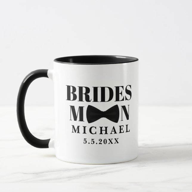 Caneca Padrinho de noiva gravata borboleta preta personal (Esquerda)