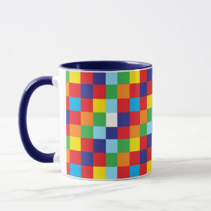 Caneca Padrões Brilhantes Coloridos Padrão Azul Vermelh