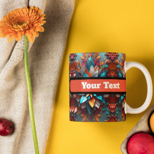 Caneca Padrões Coloridos Tecidos De Café