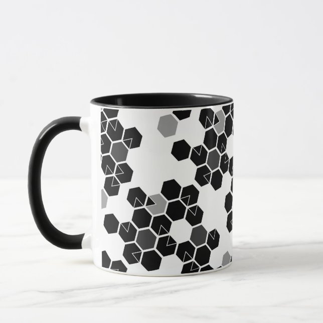 Caneca Padrões de dados hexadecimais preto e branco fofos (Esquerda)