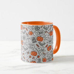 Caneca Padrões de Doodle de Halloween para Crianças Bonit