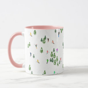 Caneca Padrões de esqui de esqui alpino no inverno