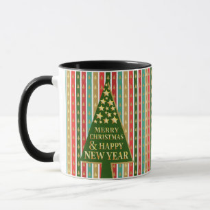 Caneca Padrões de Natal - design de árvore Elegante e Chi