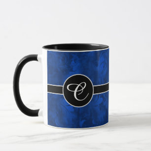 Caneca Padrões de pena de Abstrato azul do Sapphire do M