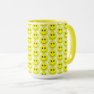 Caneca Padrões de Rostos Amarelos Felizes Grande Mug