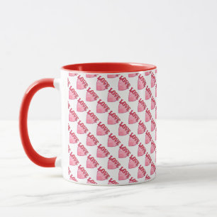 Caneca Padrões do Coração de Amor Rosa