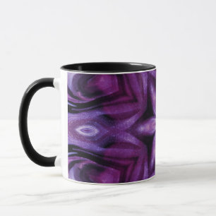 Caneca Padrões do Coração e Flor Roxo