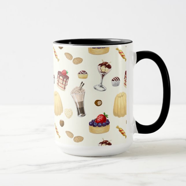 Caneca Padrões doces com várias sobremesas. (Direita)
