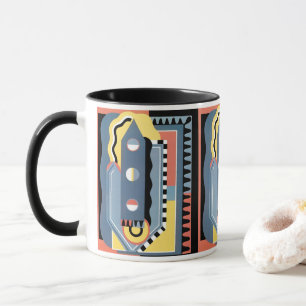 Caneca Padrões Geométricos de Vintage Art Deco Pochoir Ja