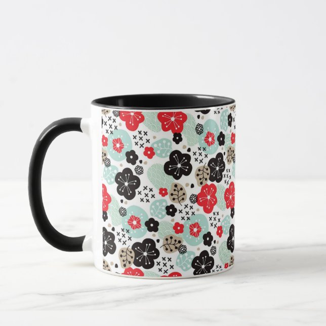 Caneca Padrões japoneses fofos de design (Esquerda)