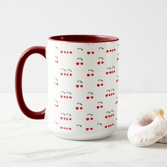 Caneca Padrões Rustic Modern Cherry (Com Donut)
