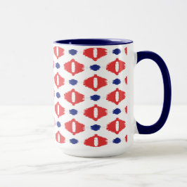Caneca Padrões tribais de ikat vermelho-branco