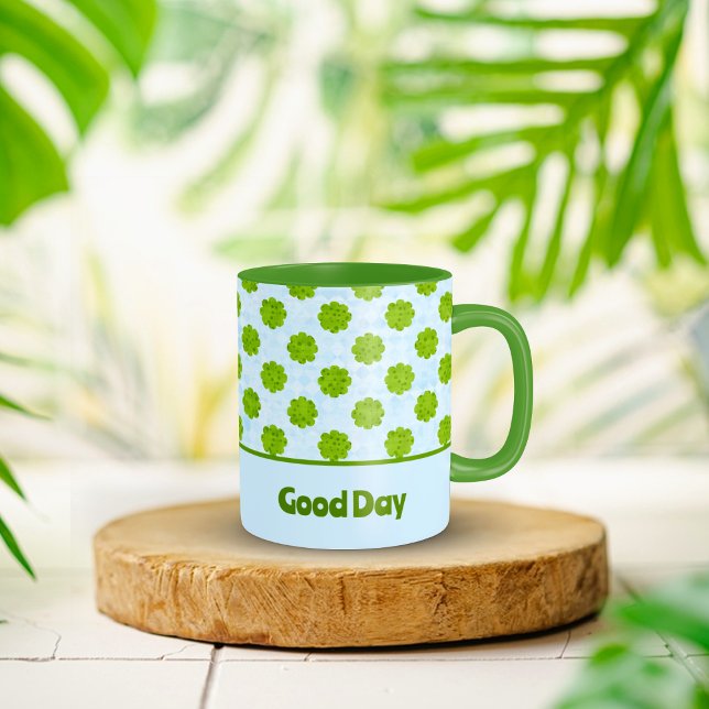 Caneca Padrões verdes de café verde de folga (Pattern green Leaf Clover Coffee Mug
)