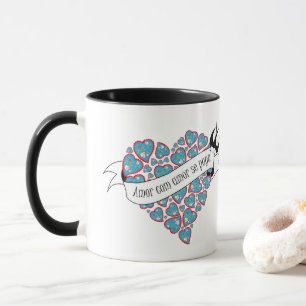 Caneca Pague amor com amor ilustrado provérbio português