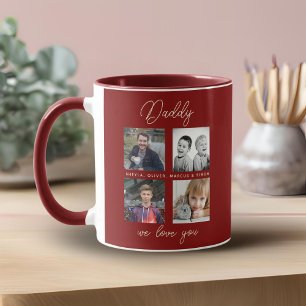 Caneca Pai com Crianças Família Papai 4 Colagem de Fotos 