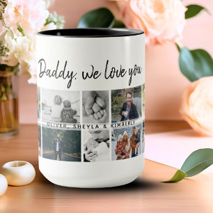 Caneca Pai com Família de Crianças Pai 14 Colagem de Foto