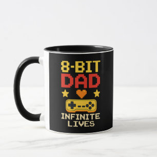 Caneca pai de 8 bits com vidas infinitas
