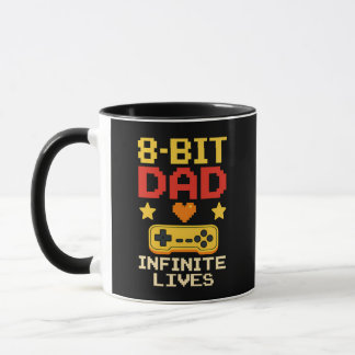 Caneca pai de 8 bits com vidas infinitas