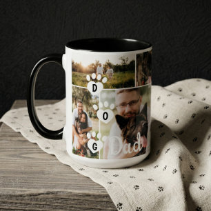 Caneca Pai de Cachorro Colagem de Fotos de Pet Minimalist
