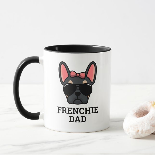 Caneca Pai de Cachorro Francês, Negro-Feminino (Com Donut)