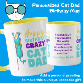 Caneca Pai de Gato Engraçado Aniversário - Escalando as P