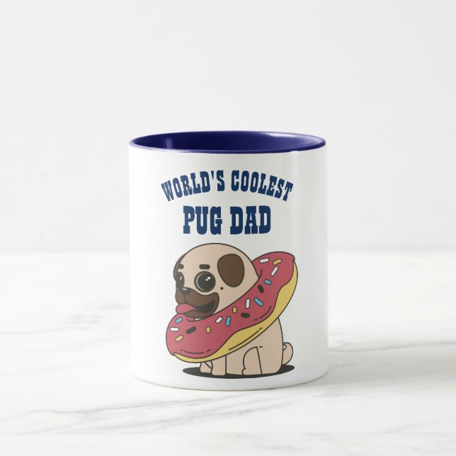 Caneca Pai de PUG mais legal do mundo - Cartoon de rosqui (Centro)
