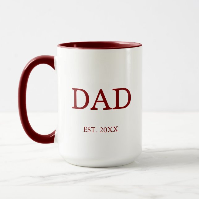 Caneca Pai Est. Data com nomes para crianças Maroon Café (Esquerda)