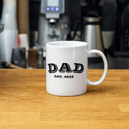 Caneca Pai Estabelecido Novo Pai Ano Tipografia