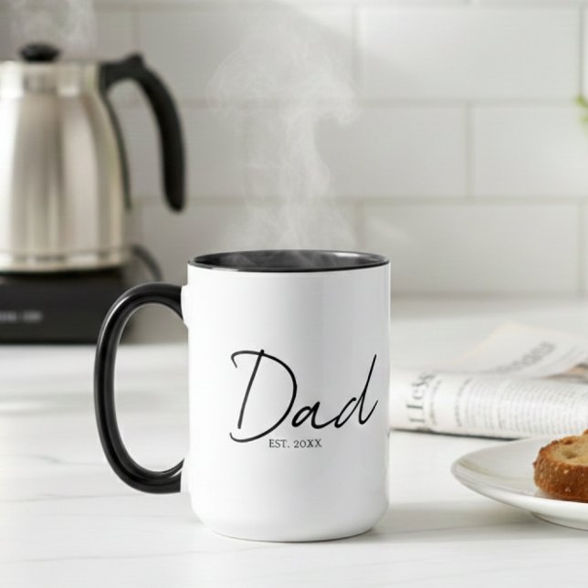 Caneca Pai Estabelecido Rótulo Moderno Minimalista Preto (Criador carregado)