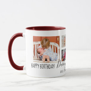 Caneca Pai Feliz de Aniversário 6 Cor Branca de Foto