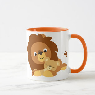 Caneca Pai Loving bonito do leão dos desenhos animados e