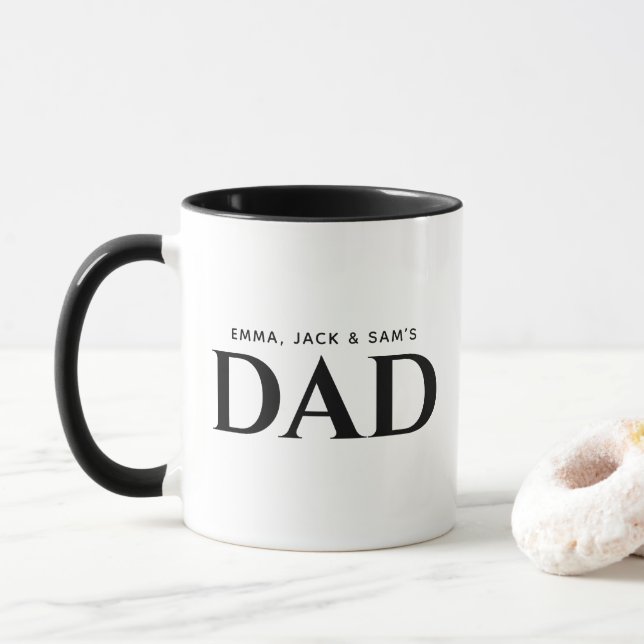 Caneca Pai Mínimo Preto e Branco - Mug Personalizado (Com Donut)