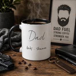 Caneca Pai Moderno | Nomes dos Filhos Script Dia dos Pais