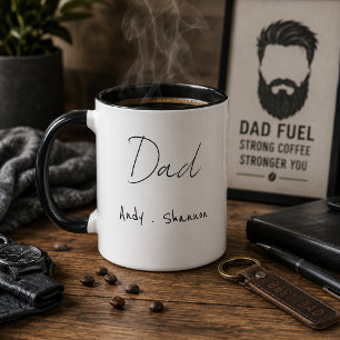 Caneca Pai Moderno Nomes dos Filhos Script Dia dos Pais