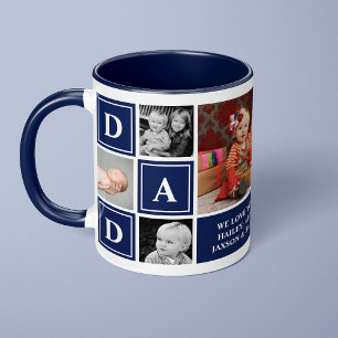 Caneca Pai Nós Te Amamos Azul Marinho Colagem de Fotos Pe