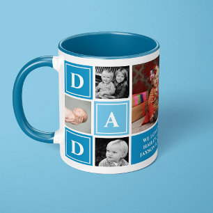 Caneca Pai Nós Te Amamos Light Blue Colagem de Fotos Pers